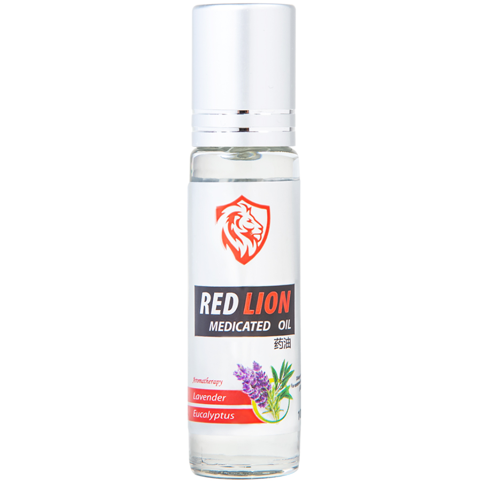 Hình ảnh Dầu gió lăn Red Lion Medicated Oil White Agimexpharm ấm da vùng xoa, sử dụng massage hỗ trợ thư giãn (10ml)