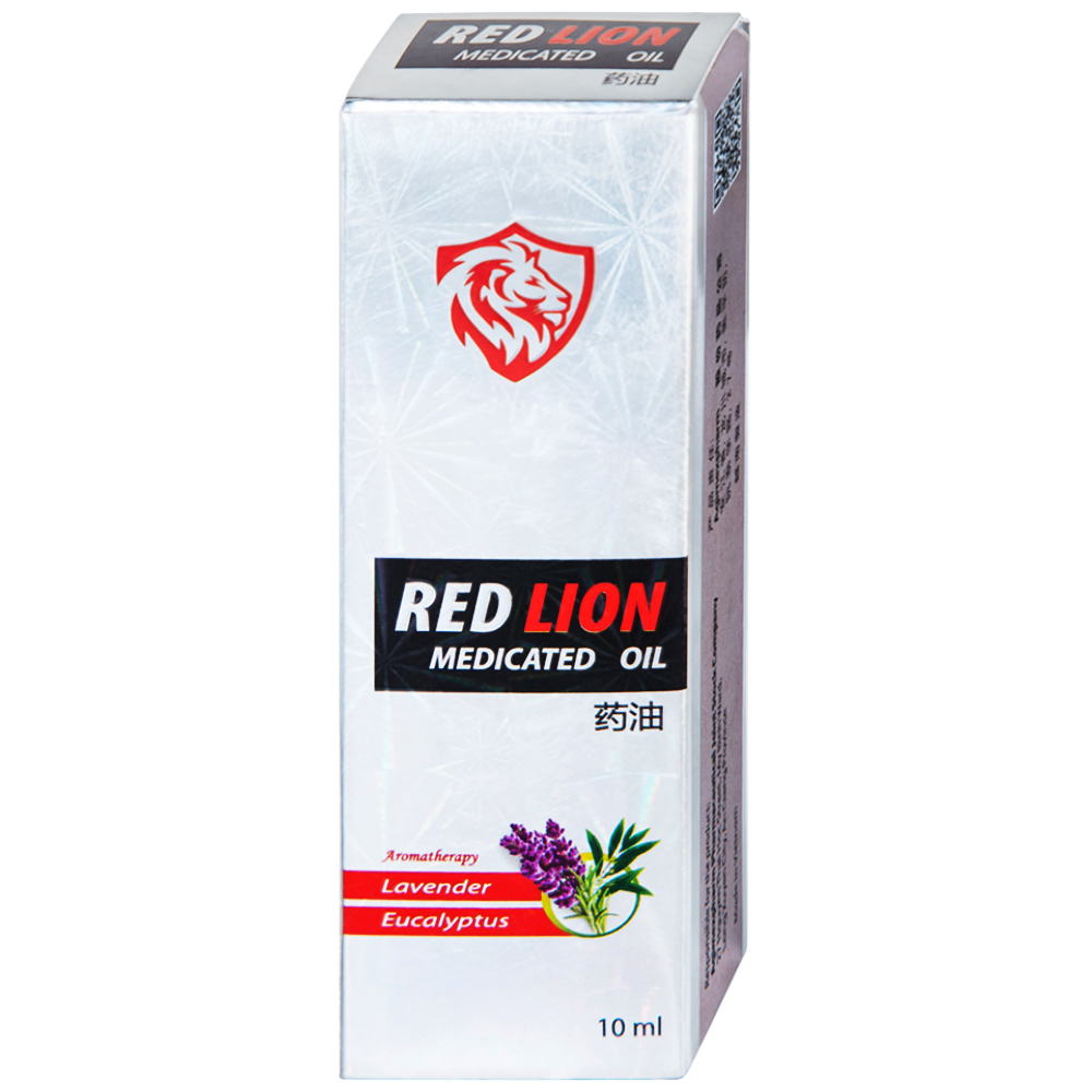 Hình ảnh Dầu gió lăn Red Lion Medicated Oil White Agimexpharm ấm da vùng xoa, sử dụng massage hỗ trợ thư giãn (10ml)