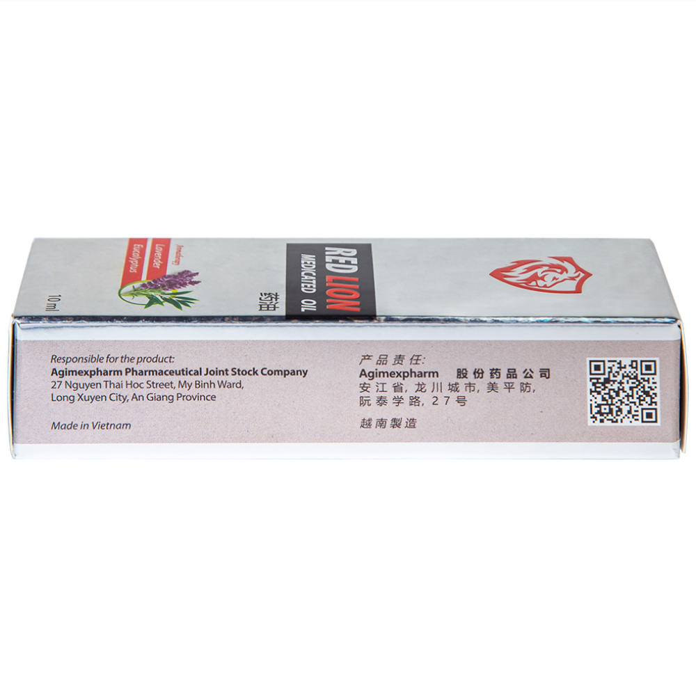 Hình ảnh Dầu gió lăn Red Lion Medicated Oil White Agimexpharm ấm da vùng xoa, sử dụng massage hỗ trợ thư giãn (10ml)