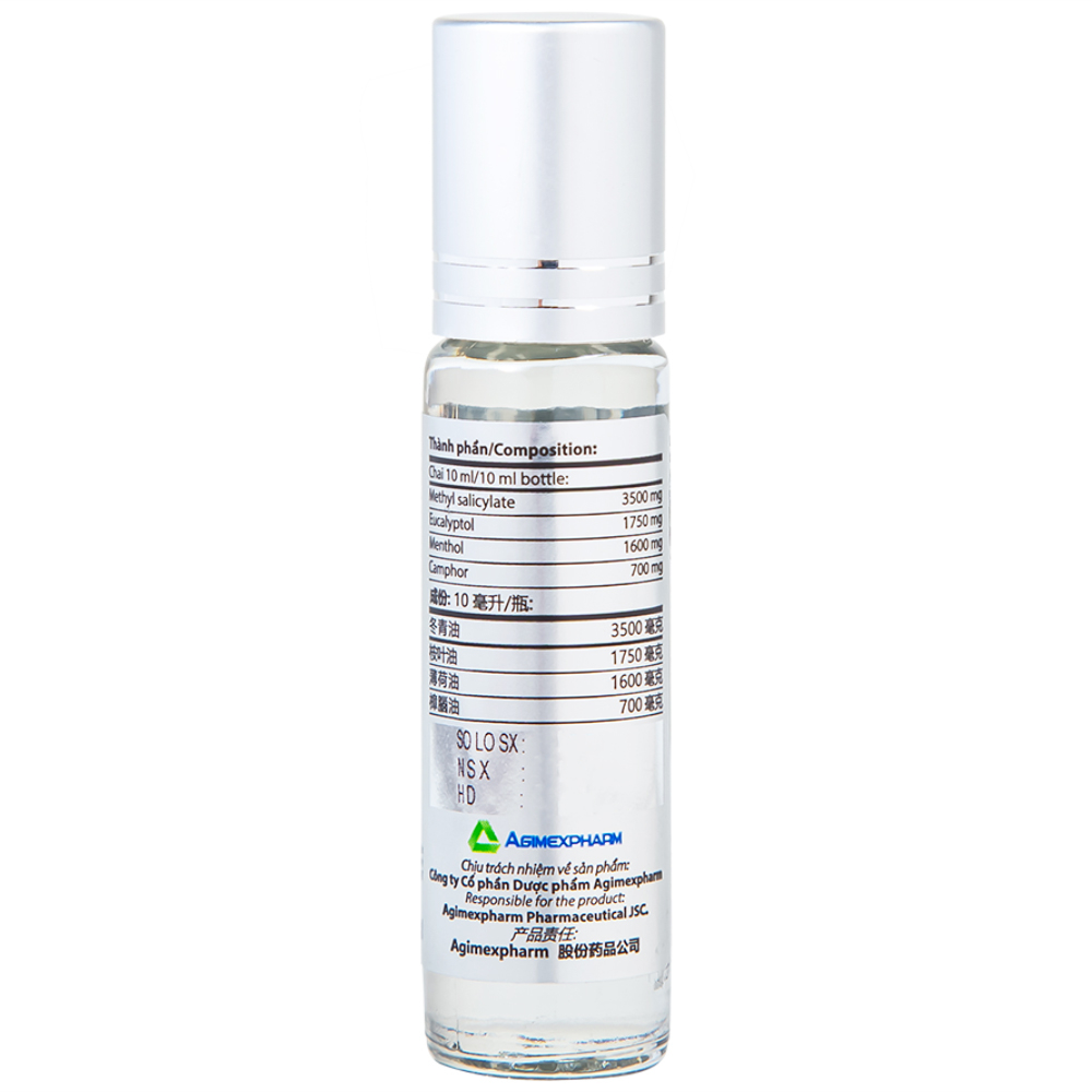 Hình ảnh Dầu gió lăn Red Lion Medicated Oil White Agimexpharm ấm da vùng xoa, sử dụng massage hỗ trợ thư giãn (10ml)