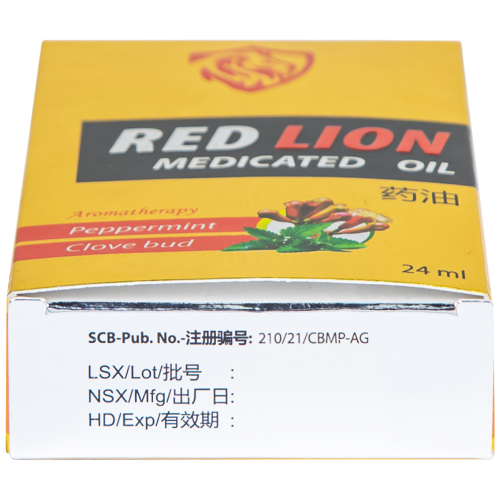 Hình ảnh Dầu gió lăn Red Lion Medicated Oil Yellow Agimexpharm ấm da vùng xoa, sử dụng massage hỗ trợ thư giãn (24ml)