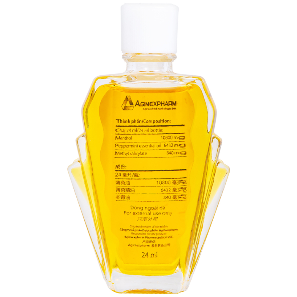 Hình ảnh Dầu gió lăn Red Lion Medicated Oil Yellow Agimexpharm ấm da vùng xoa, sử dụng massage hỗ trợ thư giãn (24ml)