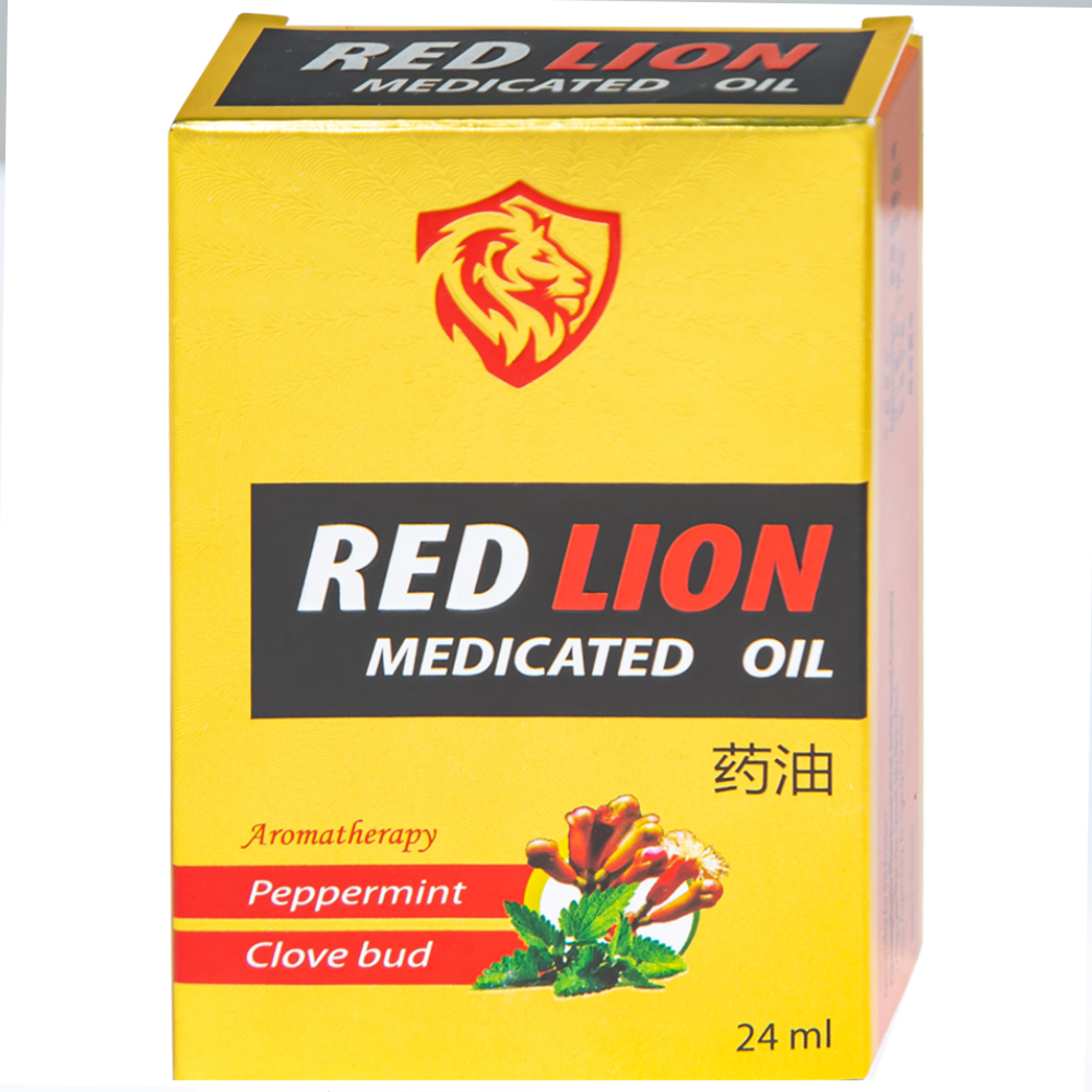 Hình ảnh Dầu gió lăn Red Lion Medicated Oil Yellow Agimexpharm ấm da vùng xoa, sử dụng massage hỗ trợ thư giãn (24ml)