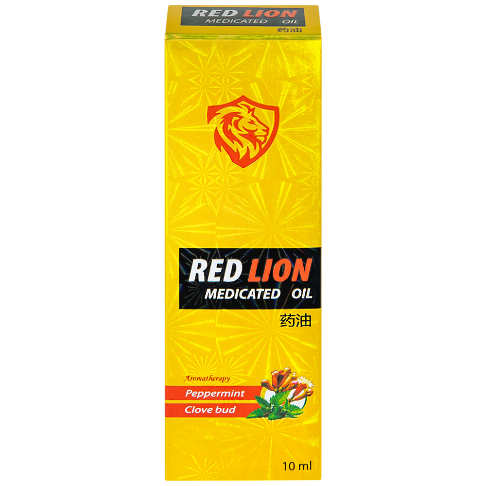Hình ảnh Dầu gió lăn Red Lion Medicated Oil Yellow Agimexpharm ấm da vùng xoa, sử dụng massage hỗ trợ thư giãn (10ml)
