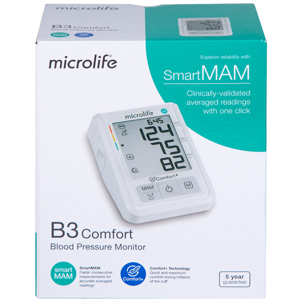 Hình ảnh Máy đo huyết áp bắp tay tự động Microlife B3 Comfort hỗ trợ đo huyết áp và nhịp tim
