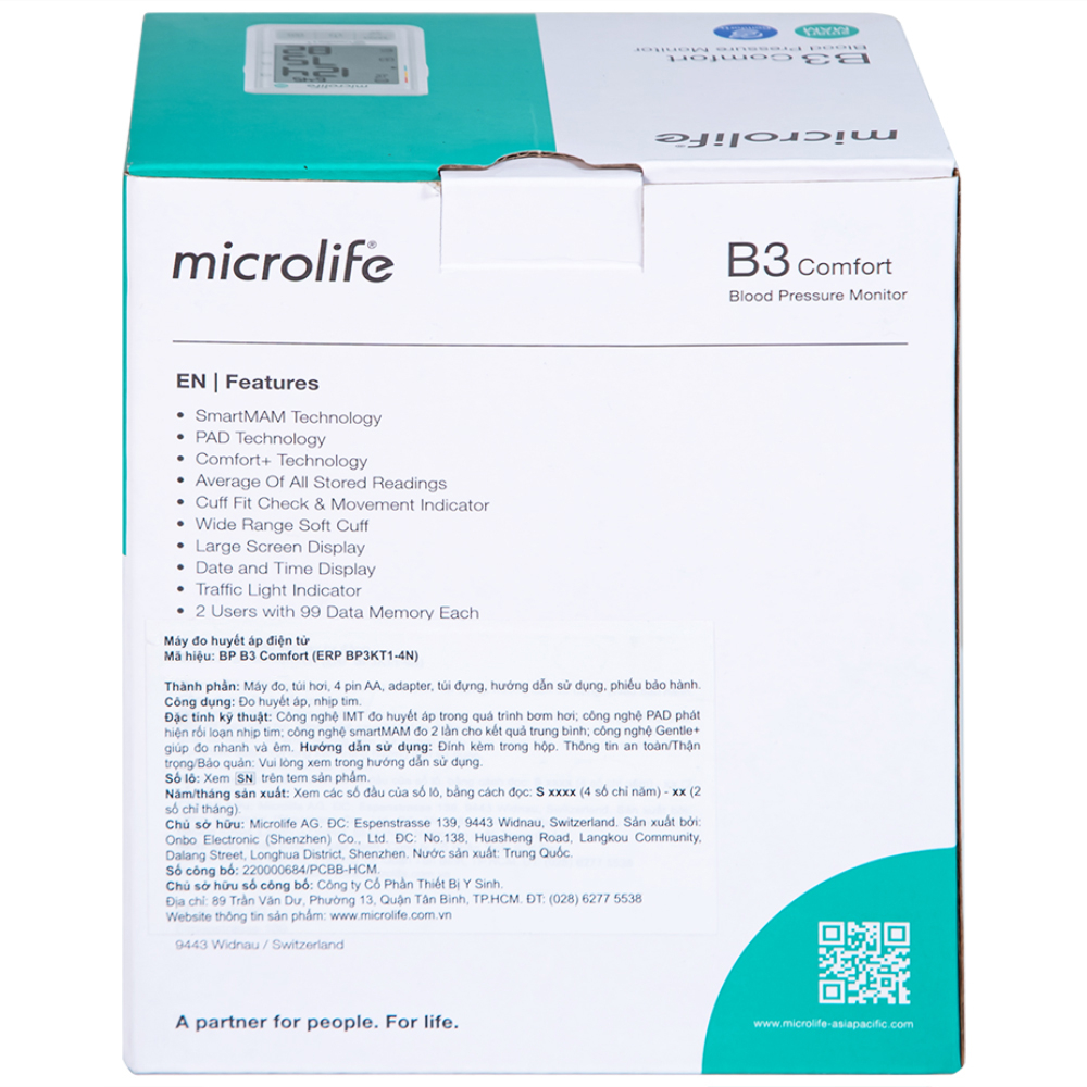 Hình ảnh Máy đo huyết áp bắp tay tự động Microlife B3 Comfort hỗ trợ đo huyết áp và nhịp tim