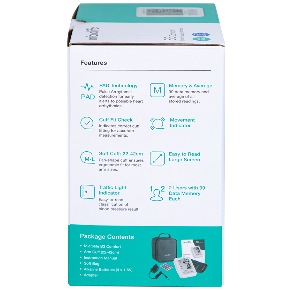Hình ảnh Máy đo huyết áp bắp tay tự động Microlife B3 Comfort hỗ trợ đo huyết áp và nhịp tim