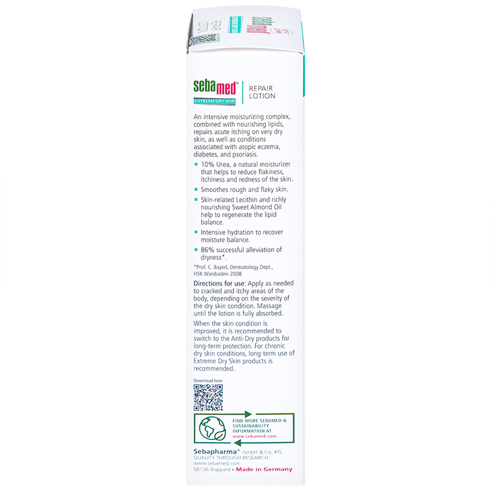 Hình ảnh Sữa dưỡng ẩm Extreme Dry Skin Repair Lotion 10% Urea Sebamed giảm khô, ngứa, bong tróc cho da khô, viêm da cơ địa (200ml)