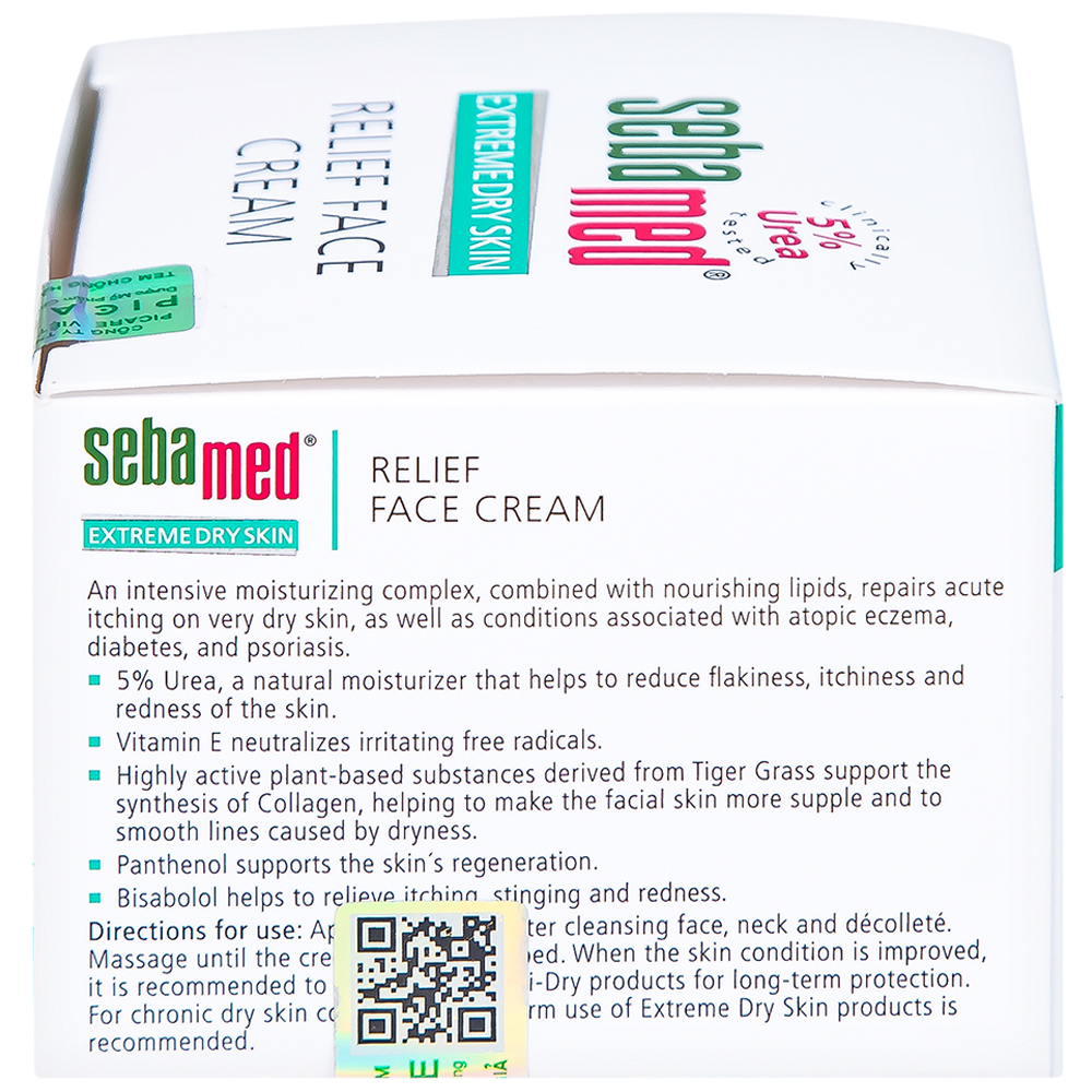 Hình ảnh Kem Sebamed Extreme Dry Skin Relief Face Cream 5% dưỡng ẩm, làm dịu, phục hồi da khô, viêm da cơ địa (50ml)