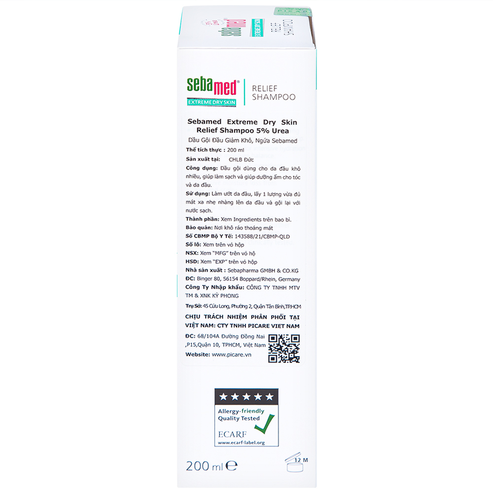 Hình ảnh Dầu gội đầu Extreme Dry Skin Relief Shampoo 5% Urea Sebamed giảm khô, ngứa  (200ml)