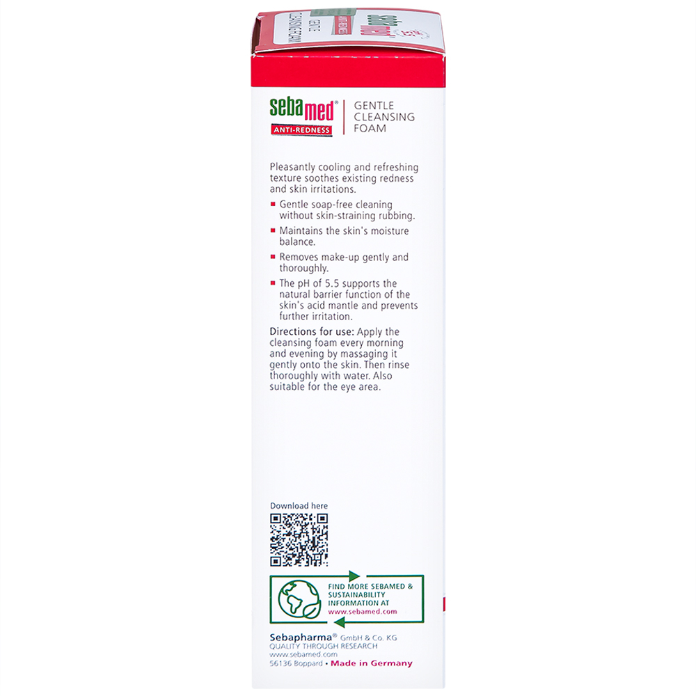 Hình ảnh Sữa rửa mặt bọt Anti-Redness Gentle Cleansing Foam Sebamed cho da siêu nhạy cảm, phục hồi biến chứng da (150ml)