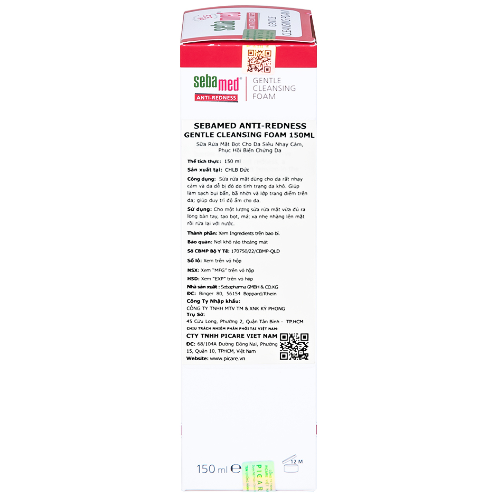 Hình ảnh Sữa rửa mặt bọt Anti-Redness Gentle Cleansing Foam Sebamed cho da siêu nhạy cảm, phục hồi biến chứng da (150ml)