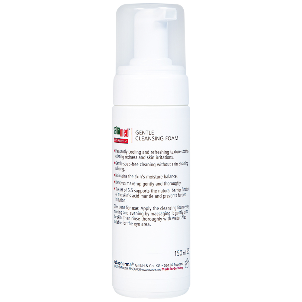 Hình ảnh Sữa rửa mặt bọt Anti-Redness Gentle Cleansing Foam Sebamed cho da siêu nhạy cảm, phục hồi biến chứng da (150ml)