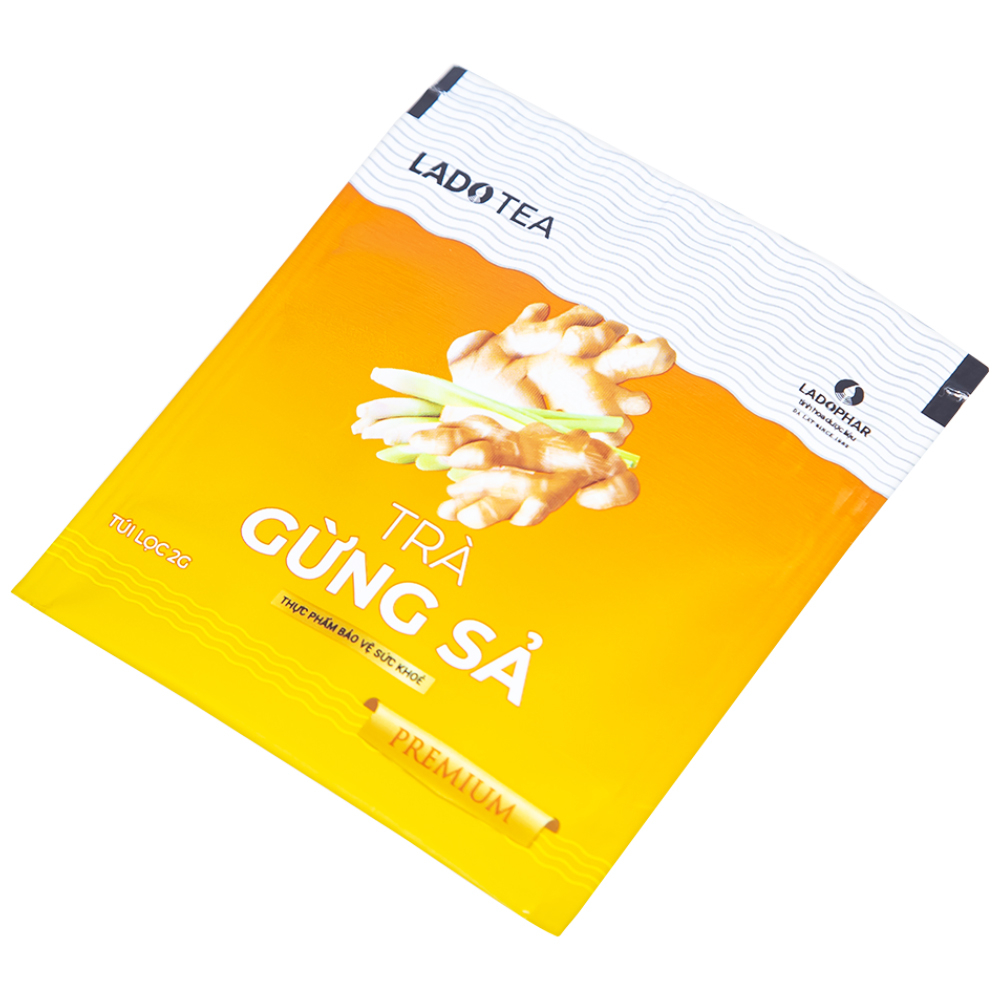 Hình ảnh Trà gừng sả Lado Tea Premium Ladophar hỗ trợ giảm các triệu chứng đau đầu (20 túi x 2g)