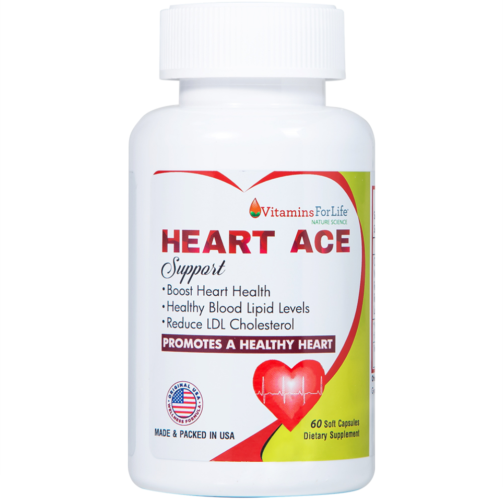 Hình ảnh Viên uống Heart Ace Support Vitamins For Life hỗ trợ sức khỏe tim mạch, điều hòa nhịp tim (Hộp 60 viên)