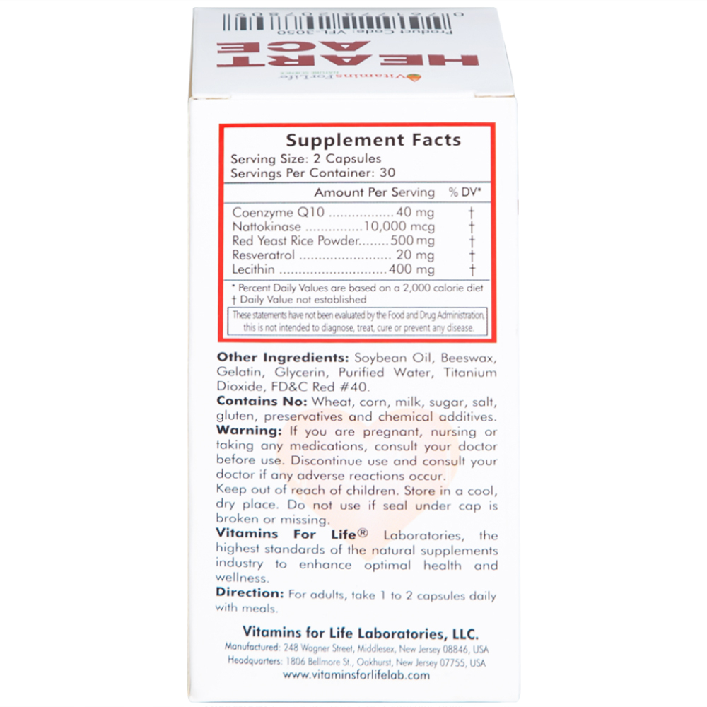 Hình ảnh Viên uống Heart Ace Support Vitamins For Life hỗ trợ sức khỏe tim mạch, điều hòa nhịp tim (Hộp 60 viên)