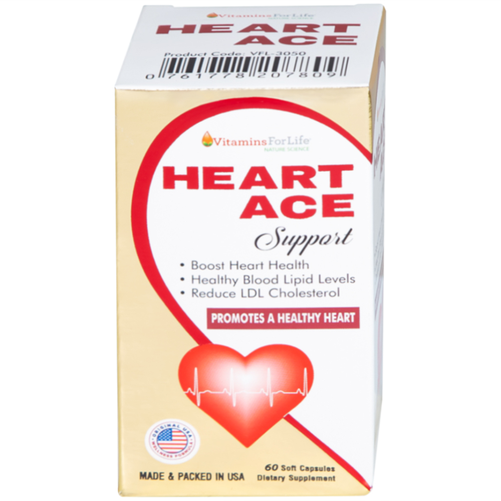 Hình ảnh Viên uống Heart Ace Support Vitamins For Life hỗ trợ sức khỏe tim mạch, điều hòa nhịp tim (Hộp 60 viên)