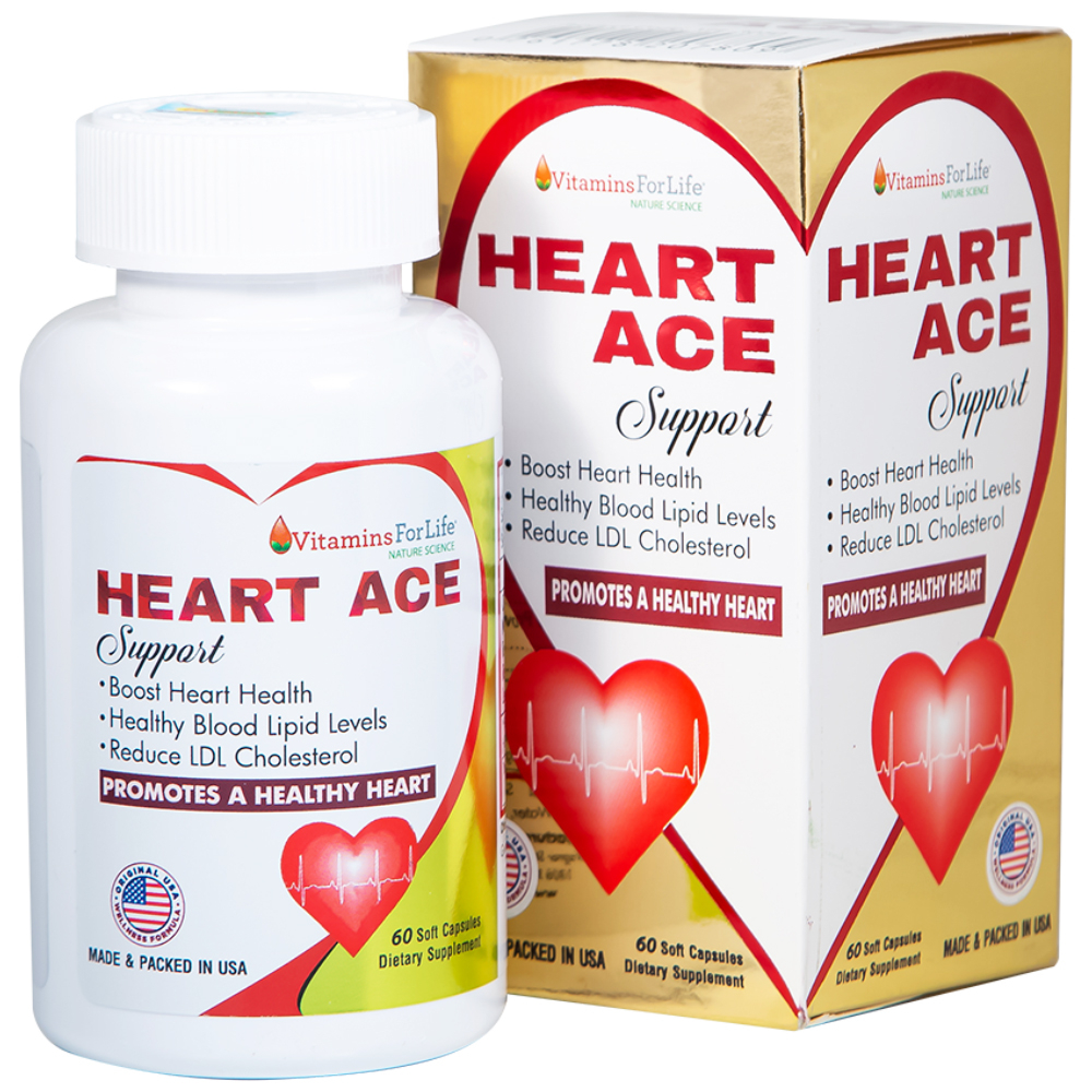 Hình ảnh Viên uống Heart Ace Support Vitamins For Life hỗ trợ sức khỏe tim mạch, điều hòa nhịp tim (Hộp 60 viên)