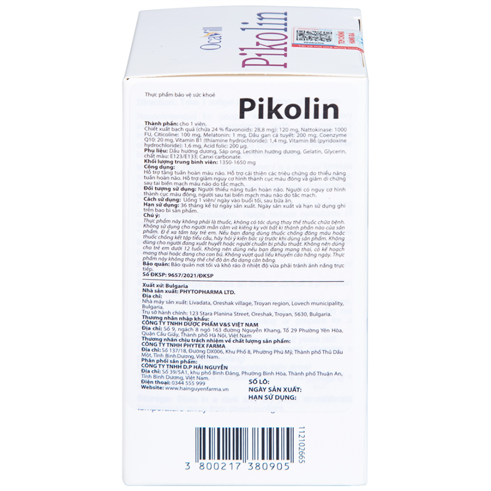 Hình ảnh Viên uống Pikolin Ocavill hỗ trợ tăng tuần hoàn máu não (30 viên)