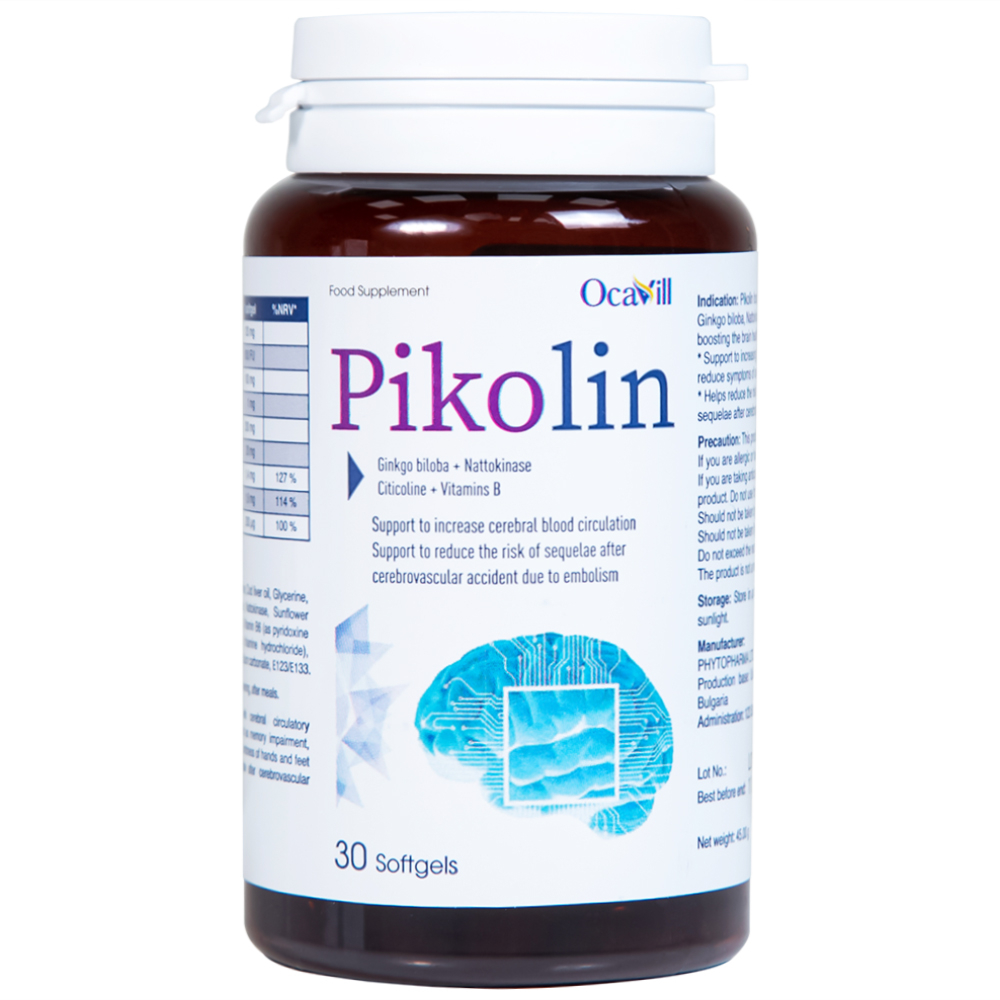 Hình ảnh Viên uống Pikolin Ocavill hỗ trợ tăng tuần hoàn máu não (30 viên)