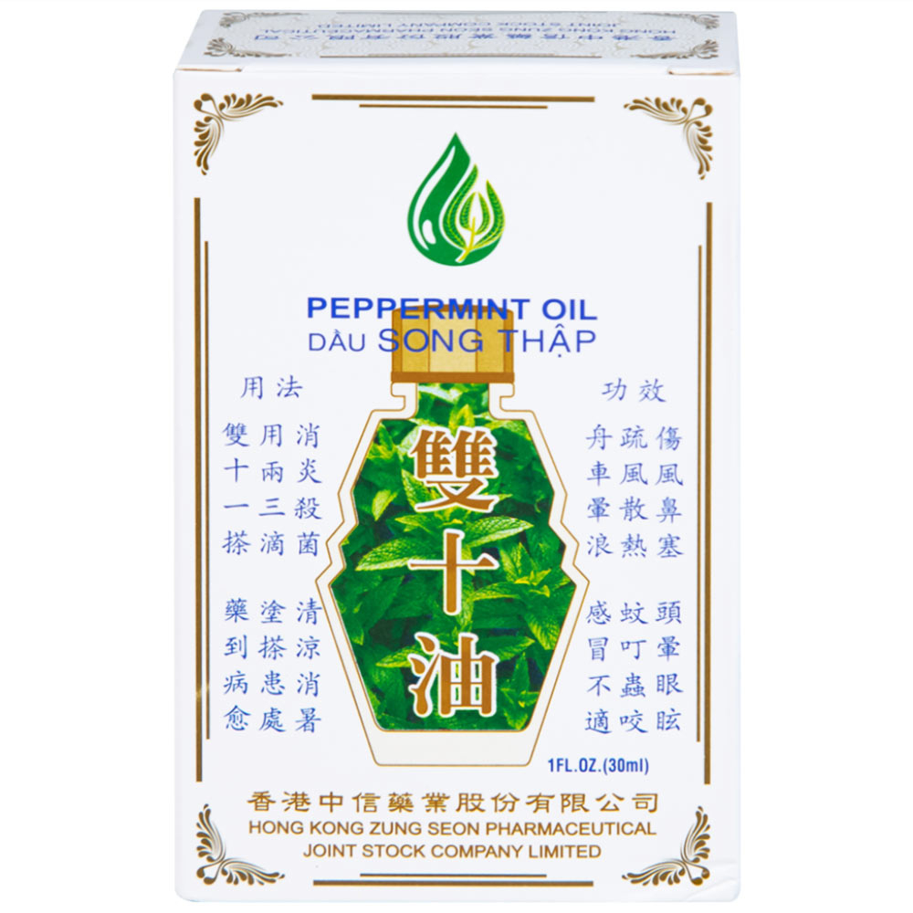 Hình ảnh Dầu Song Thập Peppermint Oil Hong Kong Zung Seon hỗ trợ điều trị cảm lạnh, nghẹt mũi (30ml)