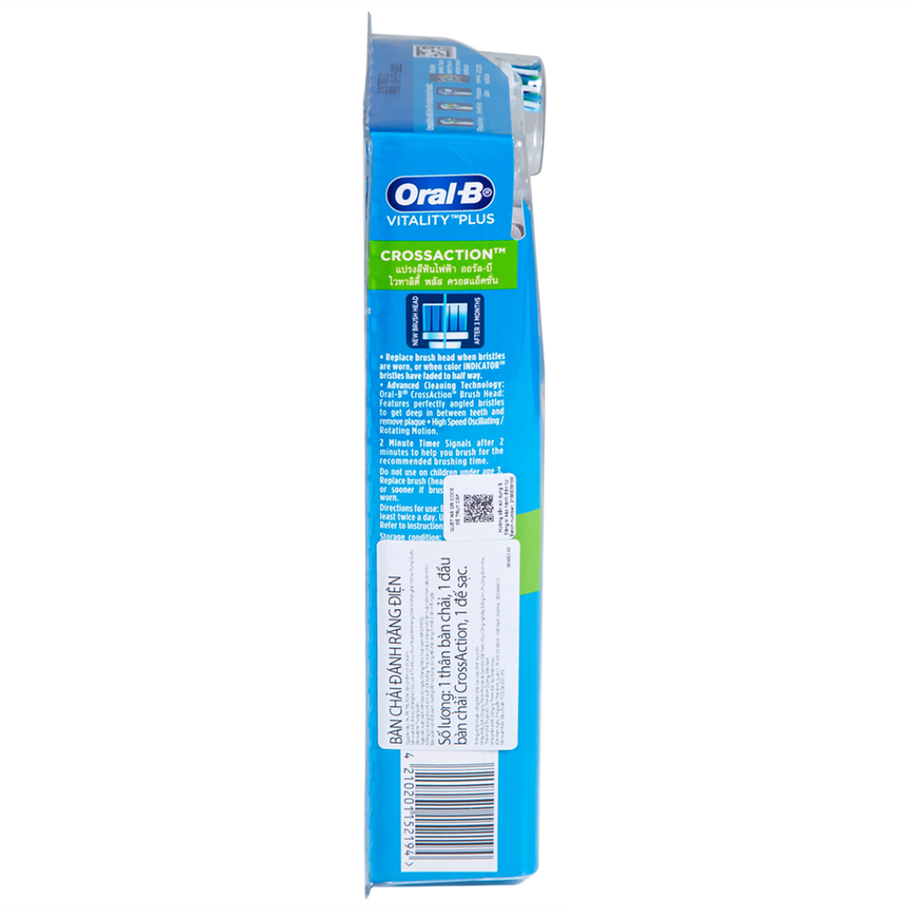 Hình ảnh Bàn chải đánh răng điện Oral-B Vitality Crossaction Blue làm sạch mảng bám trên răng