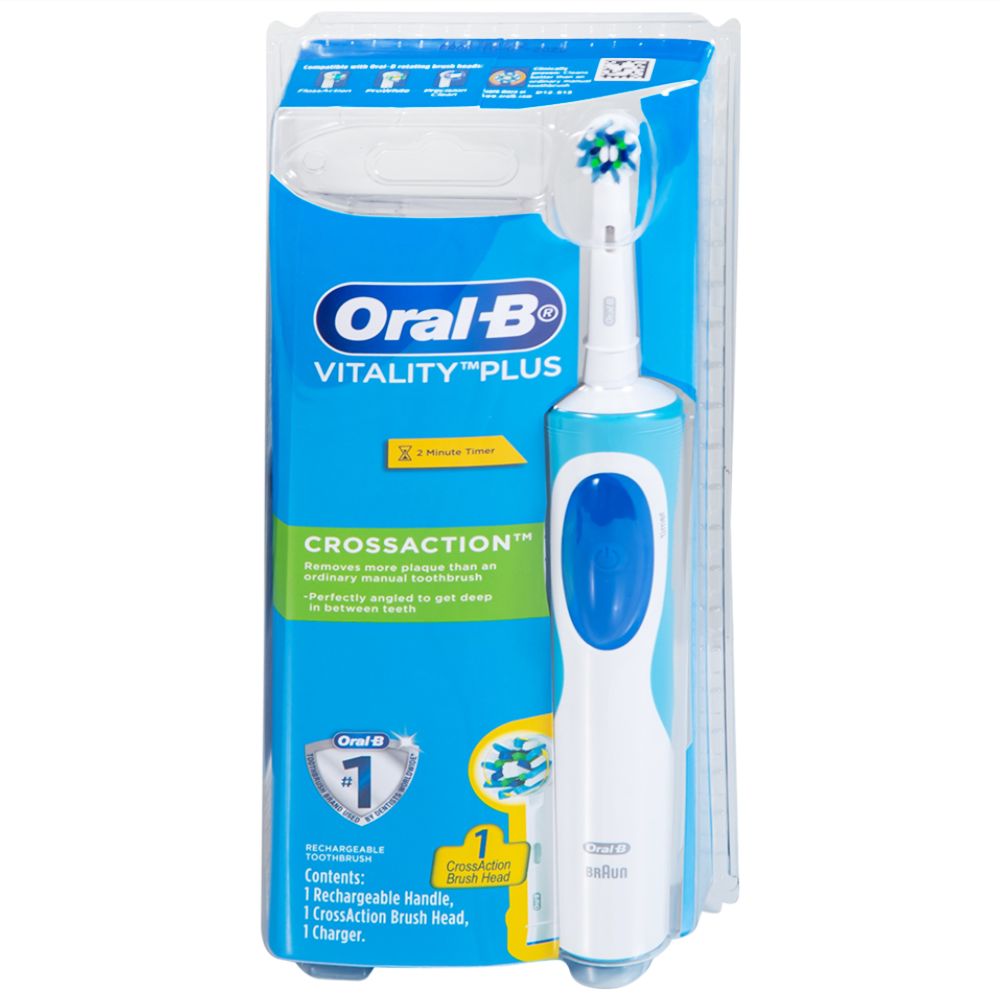 Hình ảnh Bàn chải đánh răng điện Oral-B Vitality Crossaction Blue làm sạch mảng bám trên răng