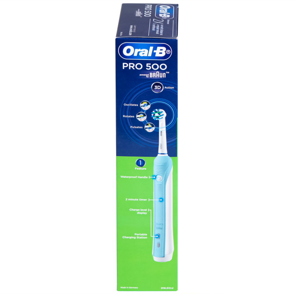 Hình ảnh Bàn chải đánh răng điện Oral-B Pro 500 Crossaction loại bỏ các mảng bám và vết ố trên răng