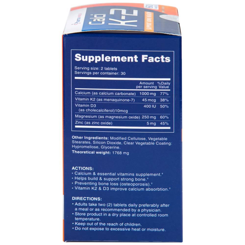 Hình ảnh Viên uống Calci K-2 Pharma World hỗ trợ giảm nguy cơ loãng xương (60 viên)