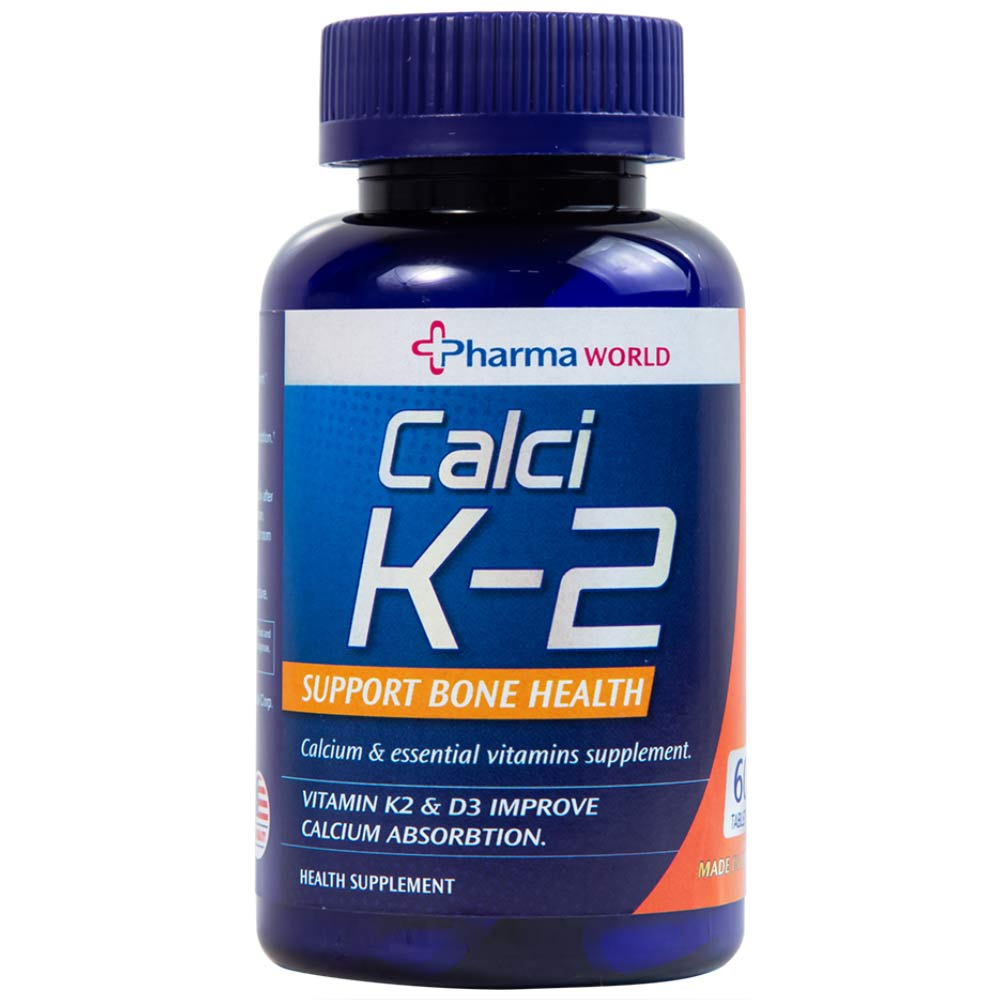 Hình ảnh Viên uống Calci K-2 Pharma World hỗ trợ giảm nguy cơ loãng xương (60 viên)