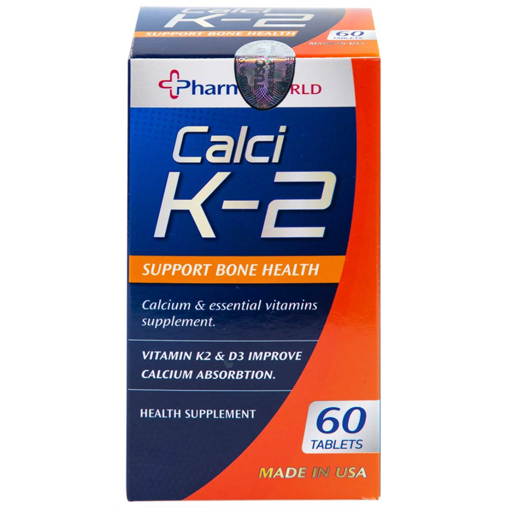 Hình ảnh Viên uống Calci K-2 Pharma World hỗ trợ giảm nguy cơ loãng xương (60 viên)