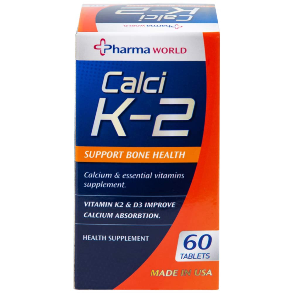 Hình ảnh Viên uống Calci K-2 Pharma World hỗ trợ giảm nguy cơ loãng xương (60 viên)
