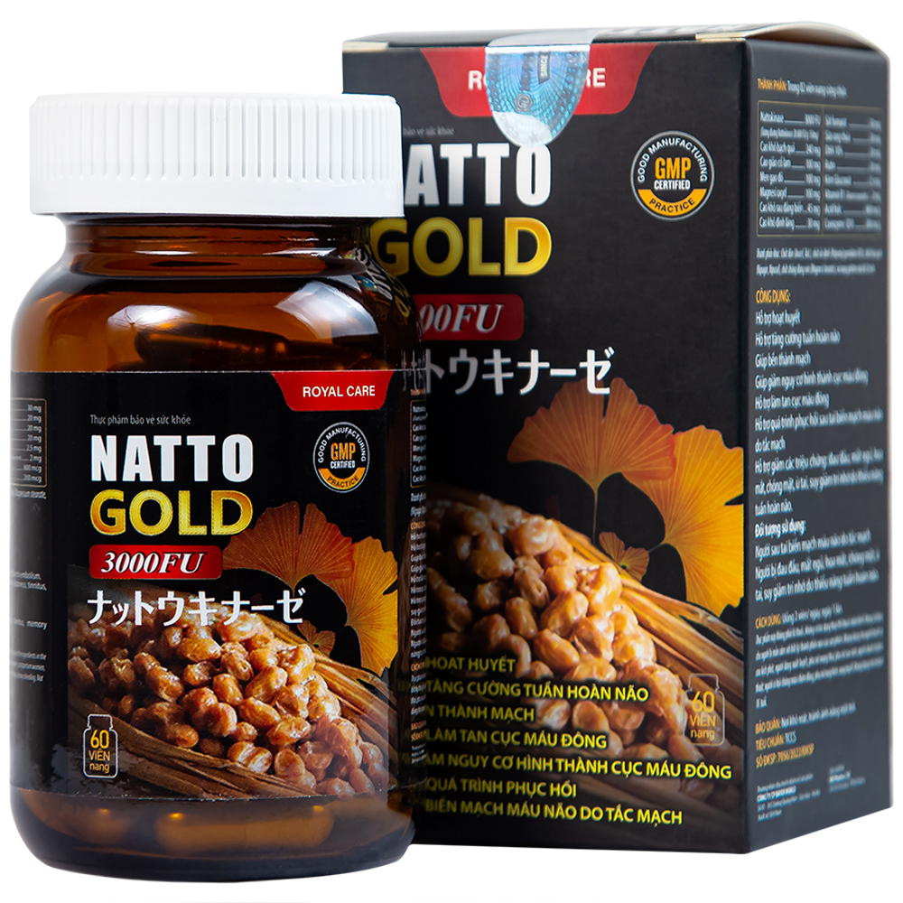 Hình ảnh Viên uống Natto Gold 3000FU Royal Care hỗ trợ hoạt huyết, tăng cường tuần hoàn não (60 viên)