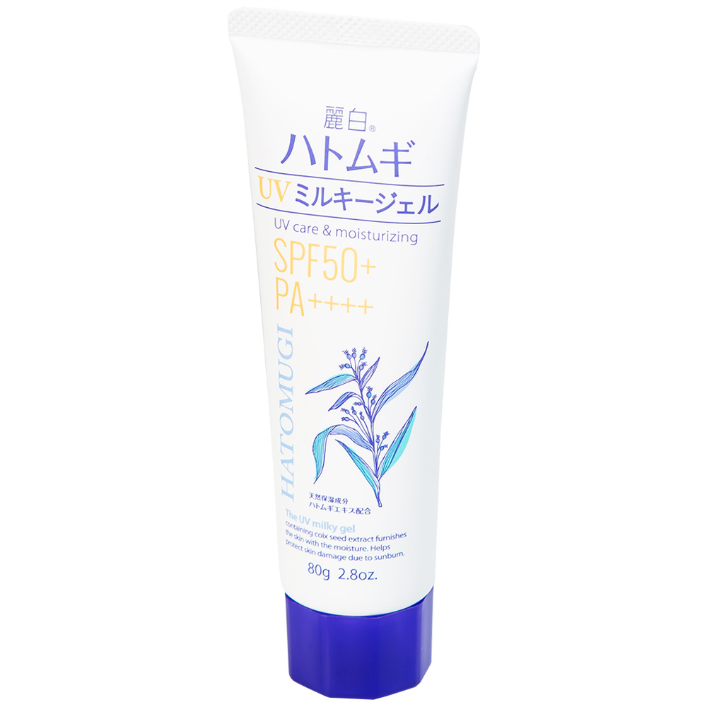Hình ảnh Kem chống nắng, dưỡng ẩm và làm sáng da Reihaku Hatomugi UV Milky Gel SPF50+ PA++++ (80g)