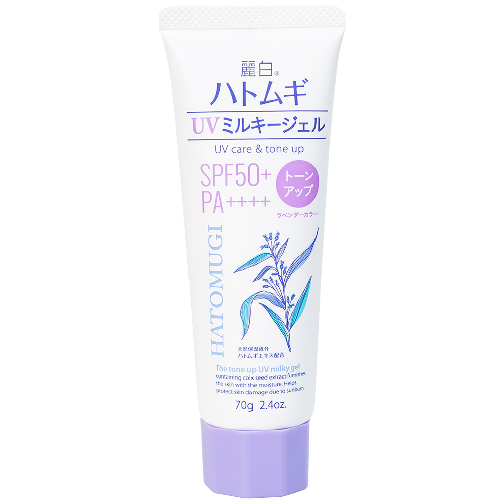 Hình ảnh Kem chống nắng Reihaku Hatomugi Tone Up UV Milky Gel SPF50+ PA++++ nâng tone, dưỡng ẩm da (70g)