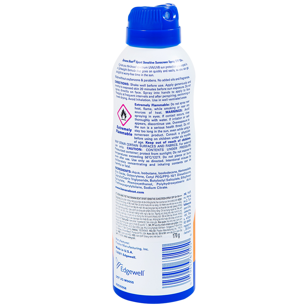 Hình ảnh Xịt chống nắng thể thao Banana Boat Sport Sensitive Sunscreen Spray SPF50+ PA++++ (170g) 