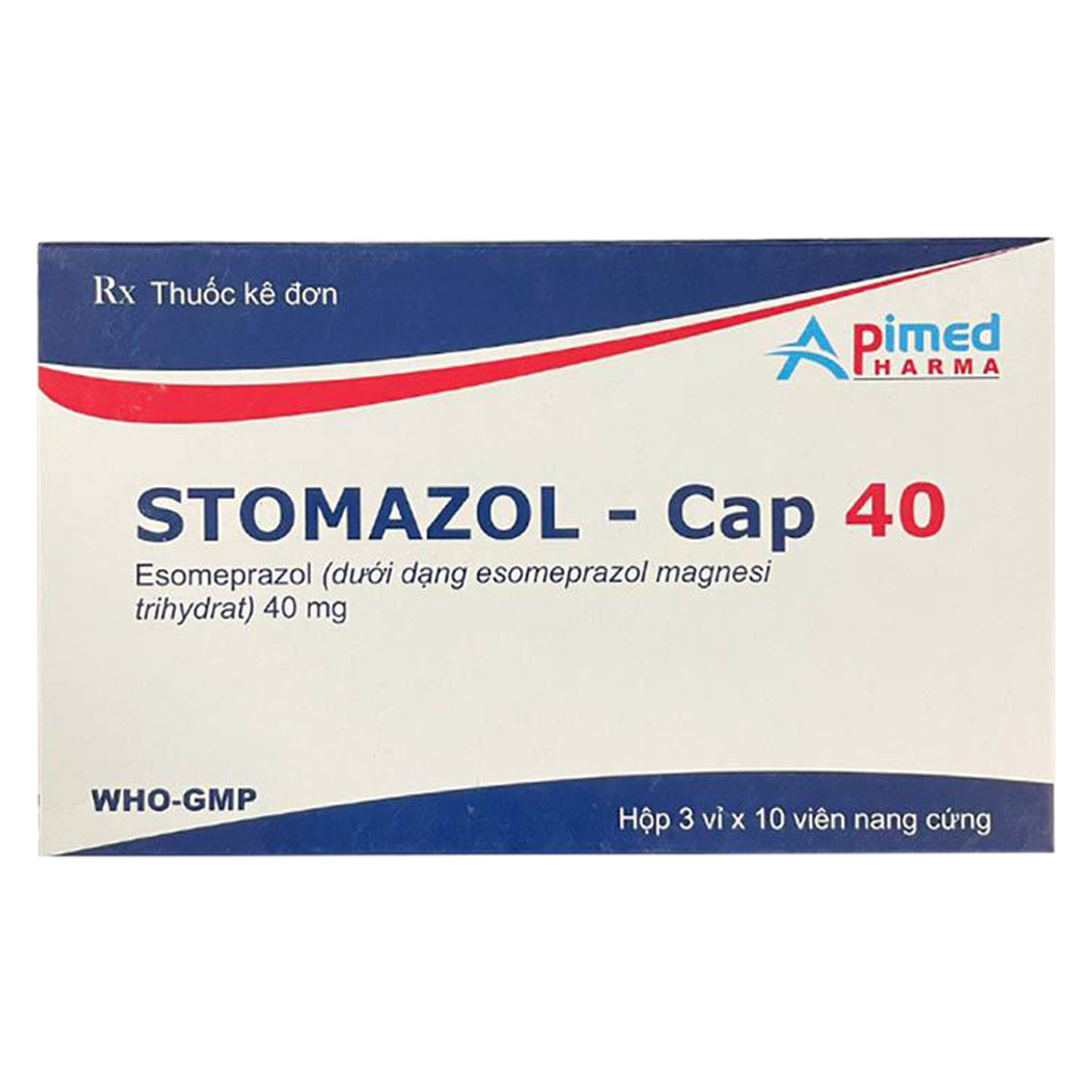 Hình ảnh Thuốc Stomazol - Cap 40 Apimed điều trị viêm thực quản, trào ngược dạ dày, thực quản (3 vỉ x 10 viên)
