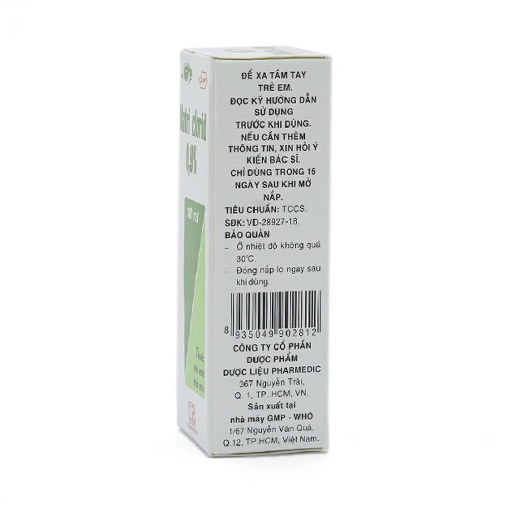 Hình ảnh Thuốc nhỏ mắt, nhỏ mũi Natri Clorid 0,9% Pharmedic hỗ trợ rửa mắt, rửa mũi, phụ trị nghẹt mũi, sổ mũi (10ml)