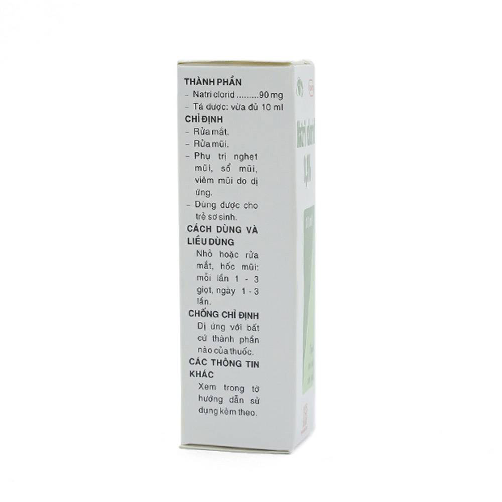 Hình ảnh Thuốc nhỏ mắt, nhỏ mũi Natri Clorid 0,9% Pharmedic hỗ trợ rửa mắt, rửa mũi, phụ trị nghẹt mũi, sổ mũi (10ml)