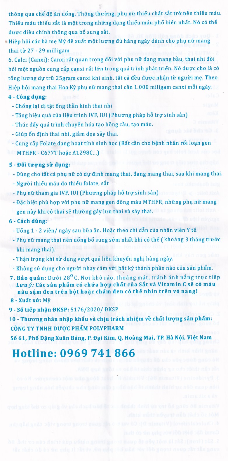 Hình ảnh Viên uống 5-MTHF Robinson Pharma hỗ trợ cho phụ nữ bị rối loạn chuyển hóa acid folic (3 vỉ x 10 viên)
