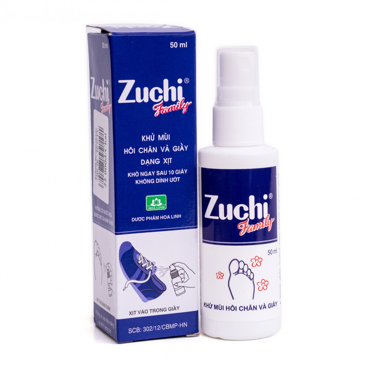 Hình ảnh Chai xịt Zuchi Family Hoa Linh khử mùi hôi chân và giày (50ml)