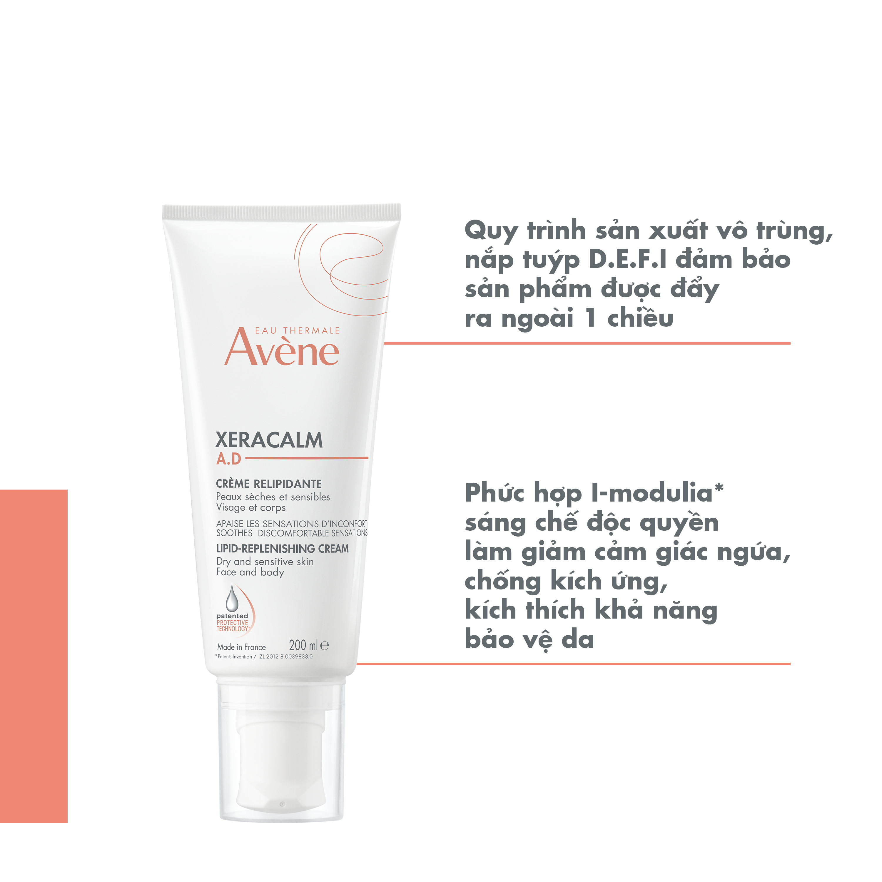 Hình ảnh Kem dưỡng da Eau Thermale Avène Xeracalm A.D làm dịu cảm giác ngứa, giảm rát da (200ml)
