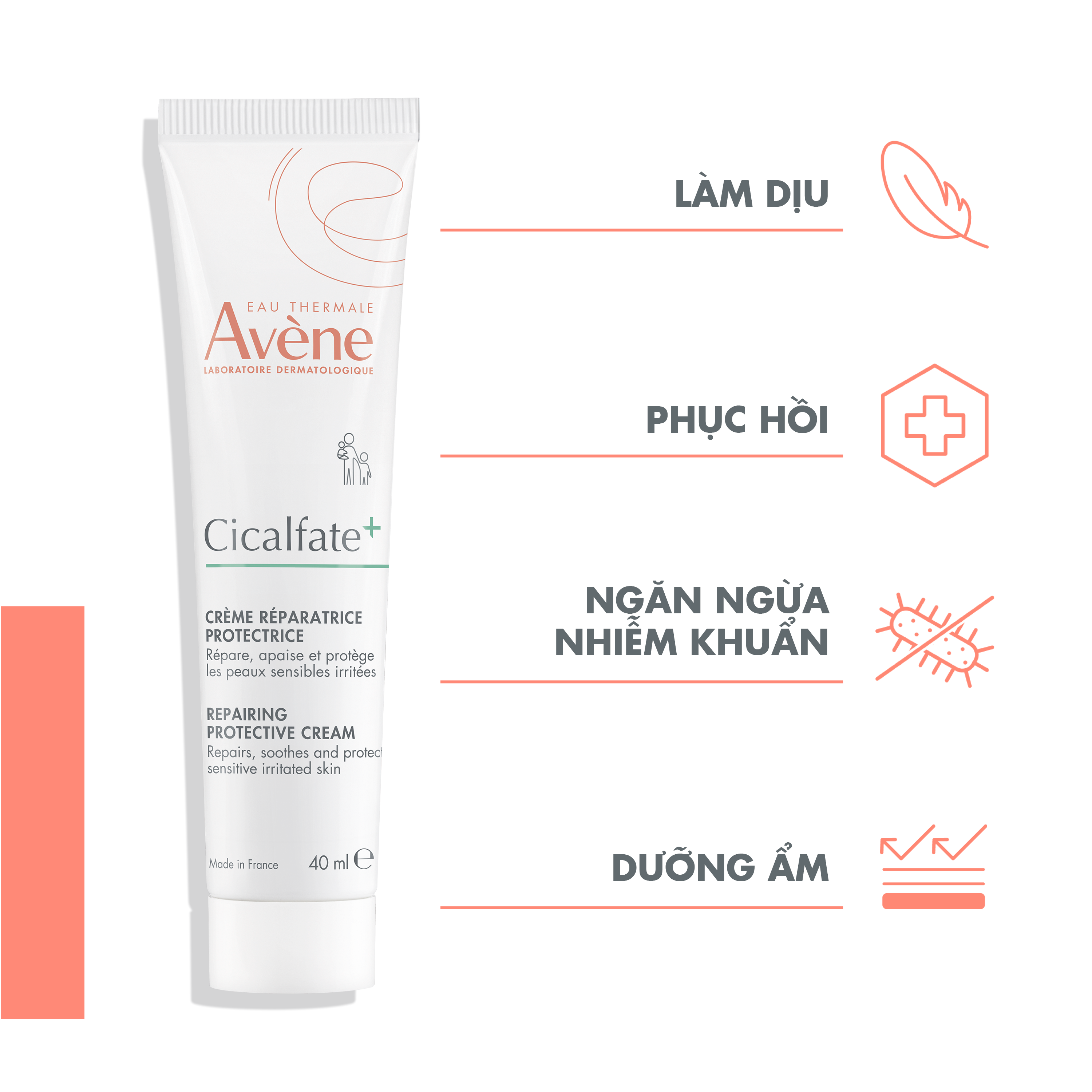 Hình ảnh Kem Avène Cicalfate Restorative Cream phục hồi da, lành sẹo, chống nhiễm khuẩn (40ml)