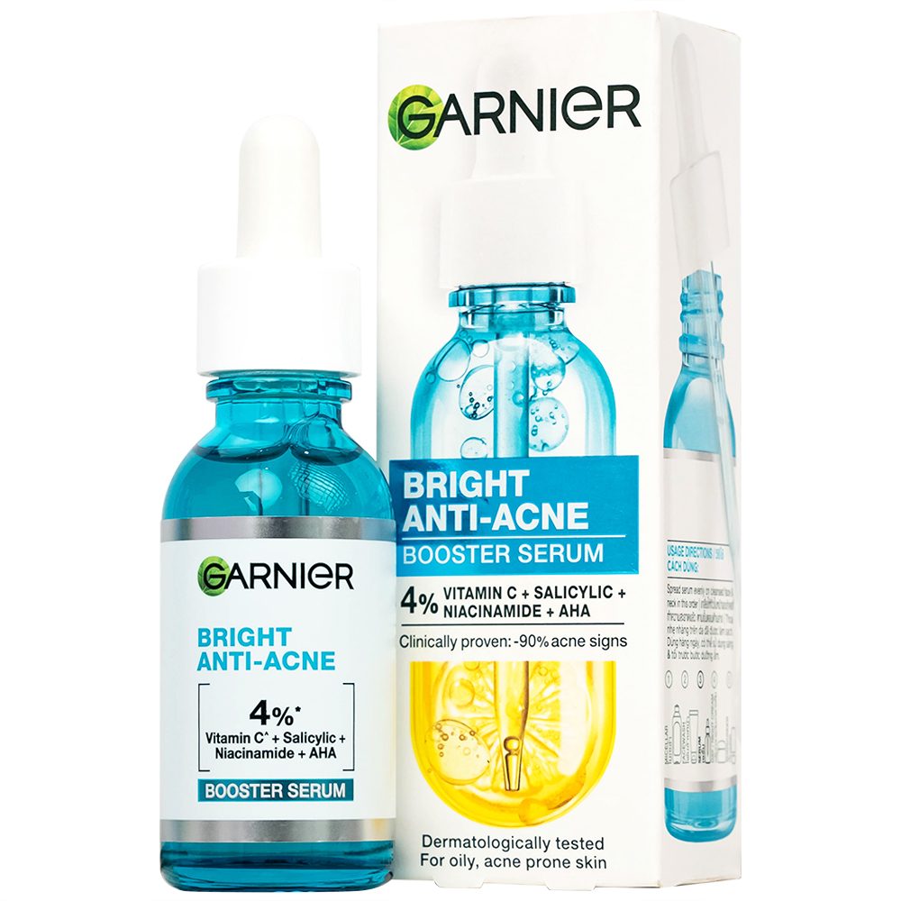 Dưỡng chất giảm mụn sáng da Garnier Skin Naturals Bright Complete Anti-acne Booster Serum (30ml)