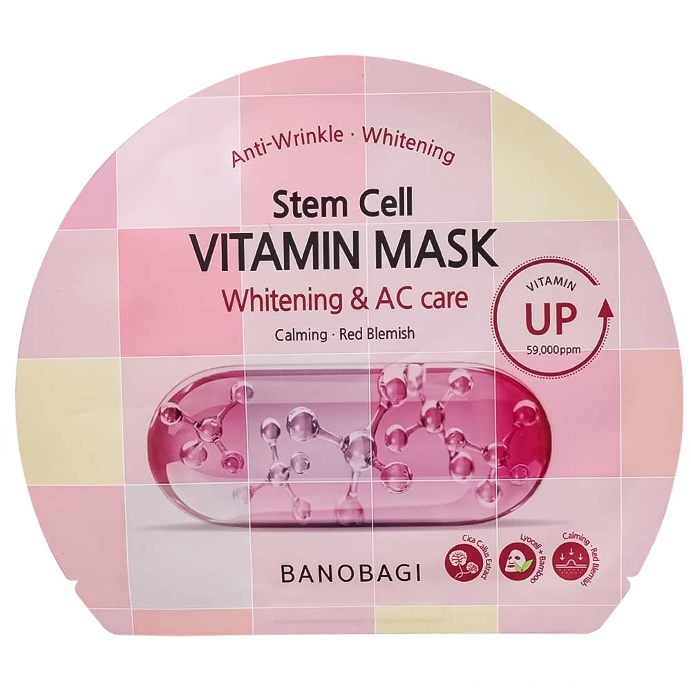 Mặt nạ Banobagi stem cell vitamin mask whitening & ac care hỗ trợ cấp ẩm và dưỡng sáng da cho da mụn (30g)