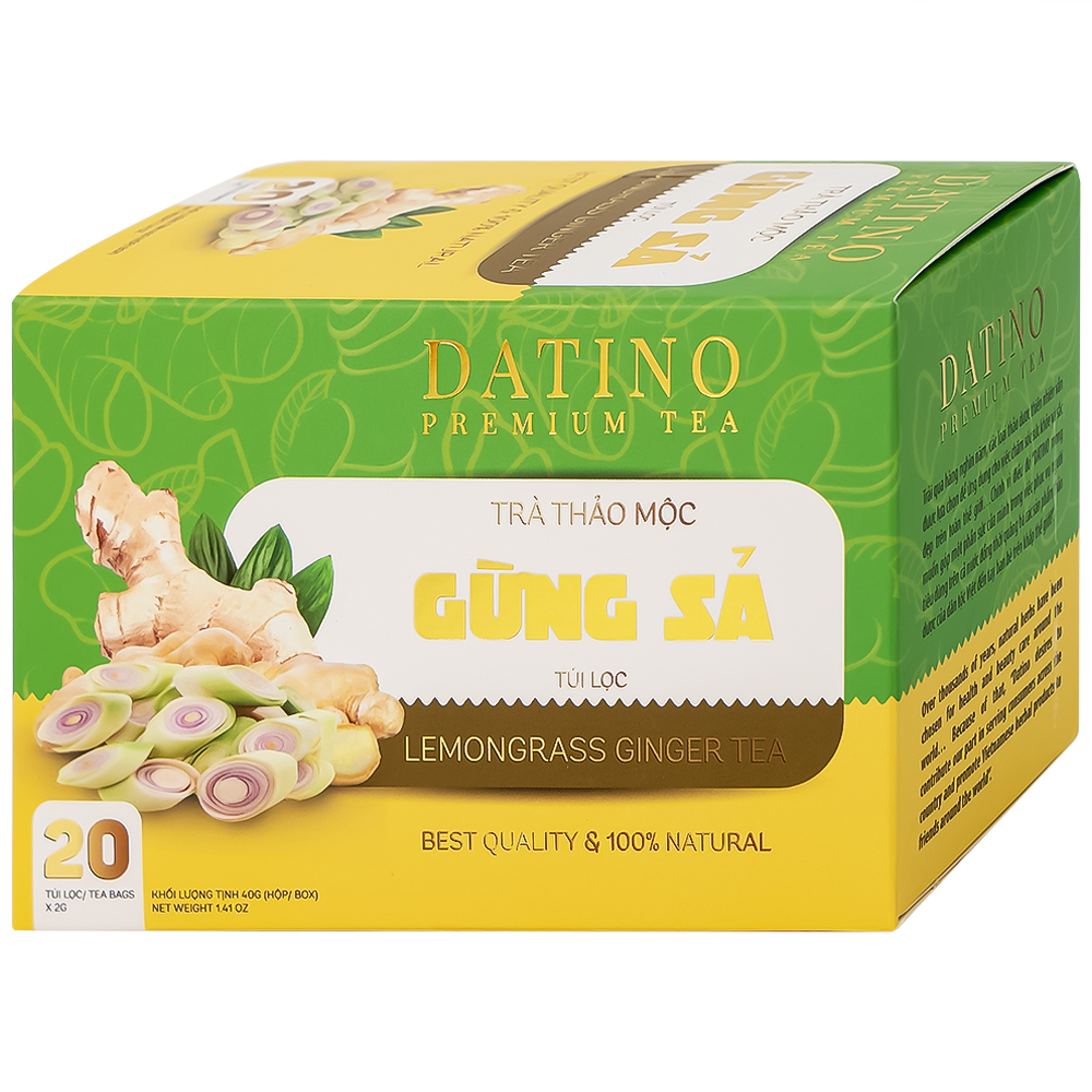 Trà thảo mộc gừng sả Datino Premium Tea hỗ trợ giảm nghẹt mũi, sổ mũi, buồn nôn (20 túi x 2g)