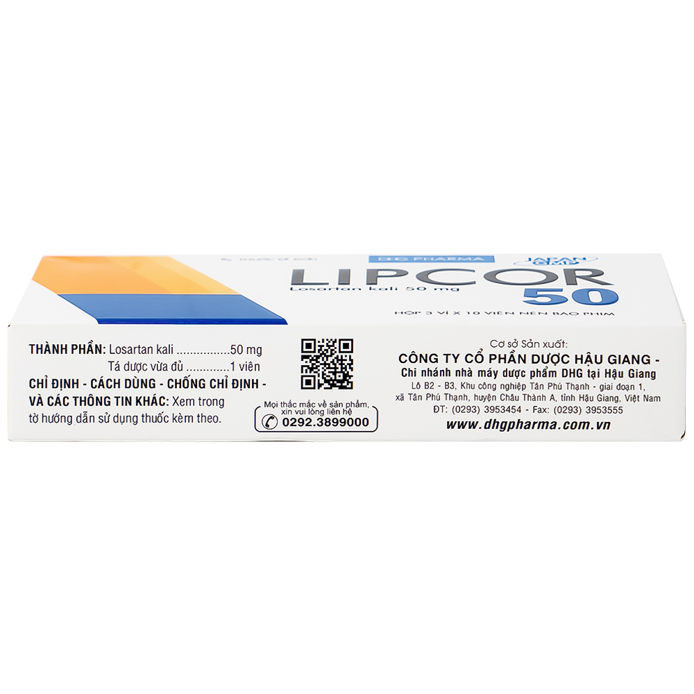 Hình ảnh Viên nén Lipcor 50 DHG Pharma điều trị tăng huyết áp (3 vỉ x 10 viên)