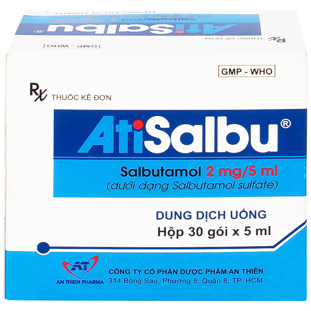 Hình ảnh Dung dịch uống Atisalbu 5ml An Thiên điều trị co thắt phế quản do hen, viêm phế quản mãn tính (30 gói)