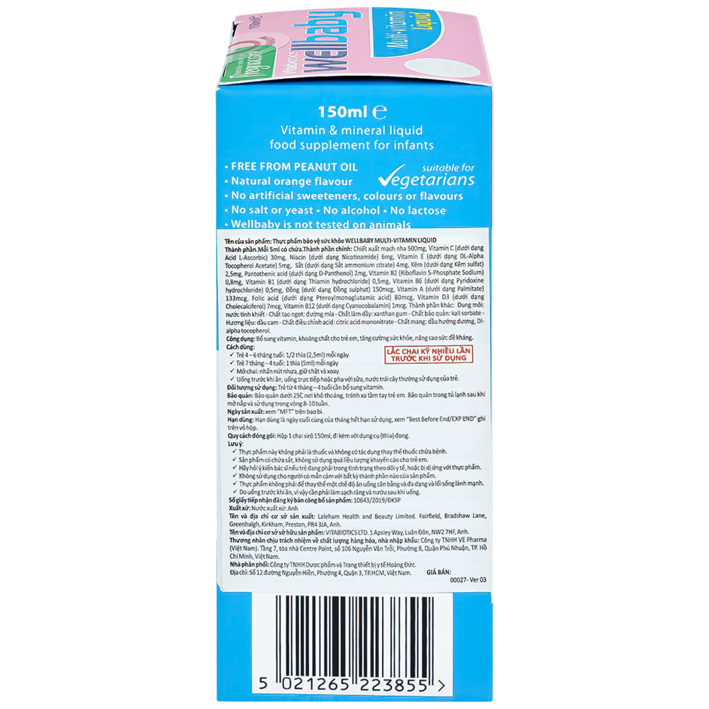 Hình ảnh Siro Wellbaby Multi-Vitamin Liquid Vitabiotics bổ sung vitamin và khoáng chất cho trẻ (150ml)