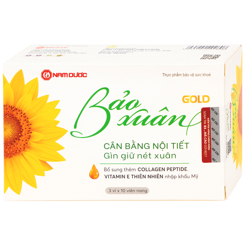 Viên uống Bảo Xuân Gold Nam Dược bổ sung phytoestrogen, cân bằng nội tiết tố nữ (3 vỉ x 10 viên)